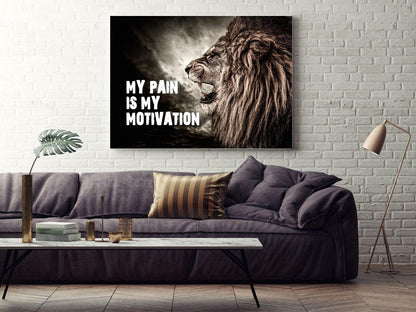 My Pain IS My Motivation Canvas Wall Art, Office Decor, Motivational Art, Gym Art, Fitness Art, Lion Decor, Gym Decor - Royal Crown Pro