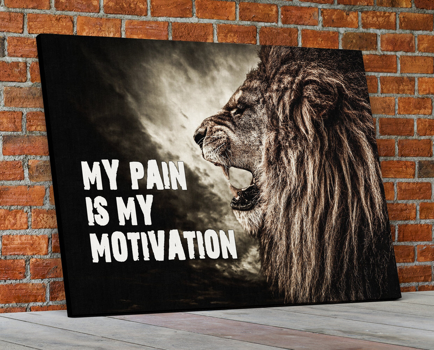 My Pain IS My Motivation Canvas Wall Art, Office Decor, Motivational Art, Gym Art, Fitness Art, Lion Decor, Gym Decor - Royal Crown Pro