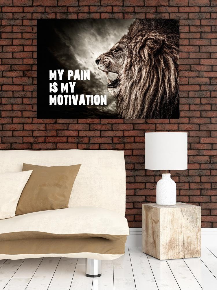 My Pain IS My Motivation Canvas Wall Art, Office Decor, Motivational Art, Gym Art, Fitness Art, Lion Decor, Gym Decor - Royal Crown Pro