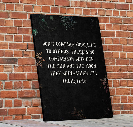 The Sun And The Moon Canvas Wall Art, Motivational Wall Art, Inspirational Art, Don't Compare Your Life To Others, Wall Art Home Decor - Royal Crown Pro
