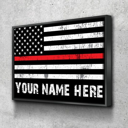 Personalized Thin Red Line Flag Canvas Wall Art, Custom Wall Art Thin Red Line, Firefighter, Fireman Gift - Royal Crown Pro