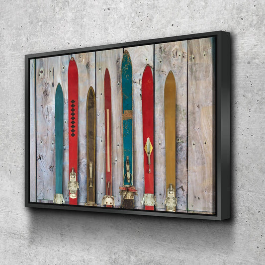 Vintage Skis Canvas Wall Art, Rustic Skis, Wooden Skis, Rustic Wall Art, Ski Gift, Retro Ski, Winter Sports, Vintage Ski Decor - Royal Crown Pro