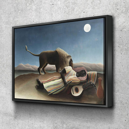 The Sleeping Gypsy Canvas Wall Art, Henri Rousseau Art, 1897 Famous Painting, La Bohémienne endormie, French Naïve artist - Royal Crown Pro