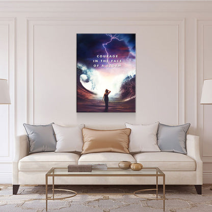 Courage In The Face Of A Storm Canvas Wall Art, Motivational Decor - Royal Crown Pro