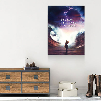 Courage In The Face Of A Storm Canvas Wall Art, Motivational Decor - Royal Crown Pro
