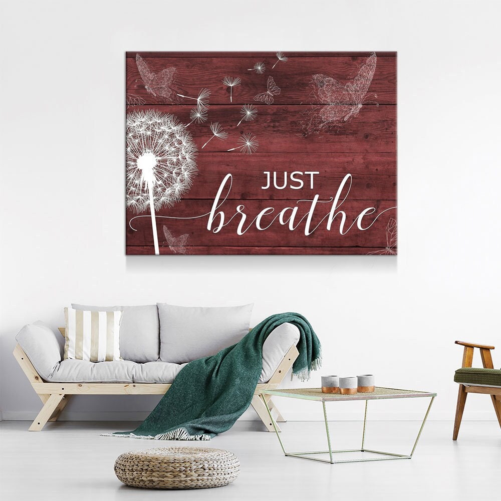 Just Breathe Canvas Wall Art, Inspirational Wall Art, Romantic Wall Art, Anniversary Gift, Couples Gift, Wedding Gift, Bedroom Decor - Royal Crown Pro