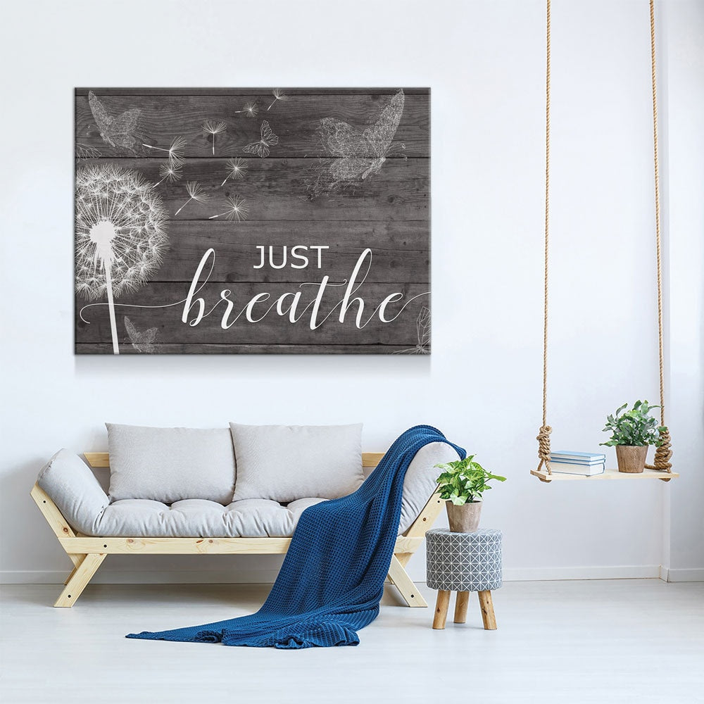 Just Breathe Canvas Wall Art, Inspirational Wall Art, Romantic Wall Art, Anniversary Gift, Couples Gift, Wedding Gift, Bedroom Decor - Royal Crown Pro