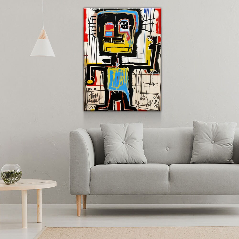 Dance Party Canvas Wall Art, Contemporary Art, Neo-expressionism, Primitivism, Abstract Expressionist, Abstract Decor, Basquiat Inspired Art - Royal Crown Pro