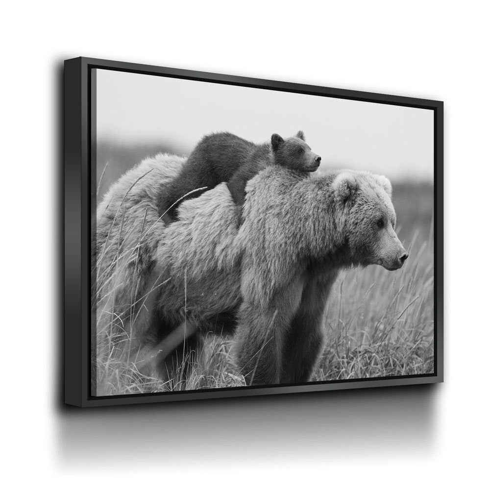 Bear & Cub Canvas Wall Art, Bear Cub And Momma Bear Decor, Wilderness, Wildlife, Nature Artwork, Grizzly Bear - Royal Crown Pro