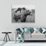 Bear & Cub Canvas Wall Art, Bear Cub And Momma Bear Decor, Wilderness, Wildlife, Nature Artwork, Grizzly Bear - Royal Crown Pro