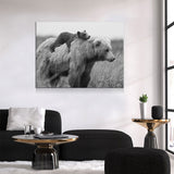 Bear & Cub Canvas Wall Art, Bear Cub And Momma Bear Decor, Wilderness, Wildlife, Nature Artwork, Grizzly Bear - Royal Crown Pro