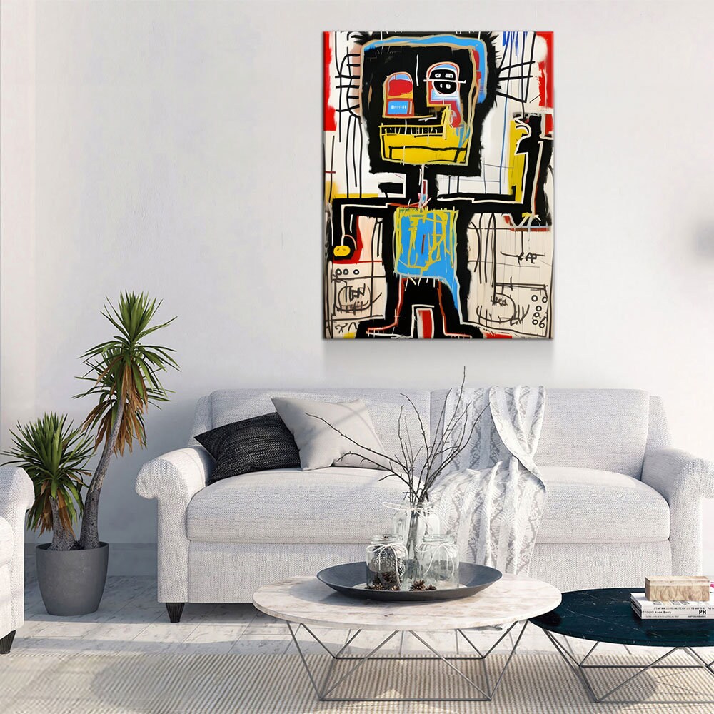 Dance Party Canvas Wall Art, Contemporary Art, Neo-expressionism, Primitivism, Abstract Expressionist, Abstract Decor, Basquiat Inspired Art - Royal Crown Pro