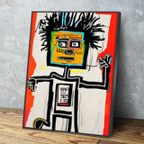 Block Head Canvas Wall Art, Contemporary Art, Neo-expressionism, Primitivism, Abstract Expressionist, Abstract Decor, Basquiat Inspired Art - Royal Crown Pro