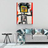 Block Head Canvas Wall Art, Contemporary Art, Neo-expressionism, Primitivism, Abstract Expressionist, Abstract Decor, Basquiat Inspired Art - Royal Crown Pro