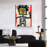 Block Head Canvas Wall Art, Contemporary Art, Neo-expressionism, Primitivism, Abstract Expressionist, Abstract Decor, Basquiat Inspired Art - Royal Crown Pro