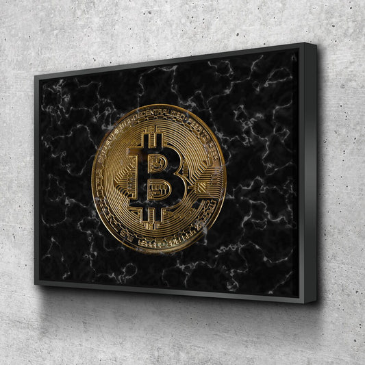 Bitcoin Black Marble Canvas Wall Art, Office Decor, Bitcoin, Crypto Currency, Block Chain, Decentralized Currency, Bitcoin Wall Art - Royal Crown Pro