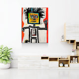 Block Head Canvas Wall Art, Contemporary Art, Neo-expressionism, Primitivism, Abstract Expressionist, Abstract Decor, Basquiat Inspired Art - Royal Crown Pro