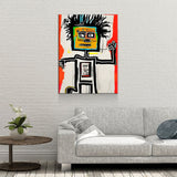 Block Head Canvas Wall Art, Contemporary Art, Neo-expressionism, Primitivism, Abstract Expressionist, Abstract Decor, Basquiat Inspired Art - Royal Crown Pro