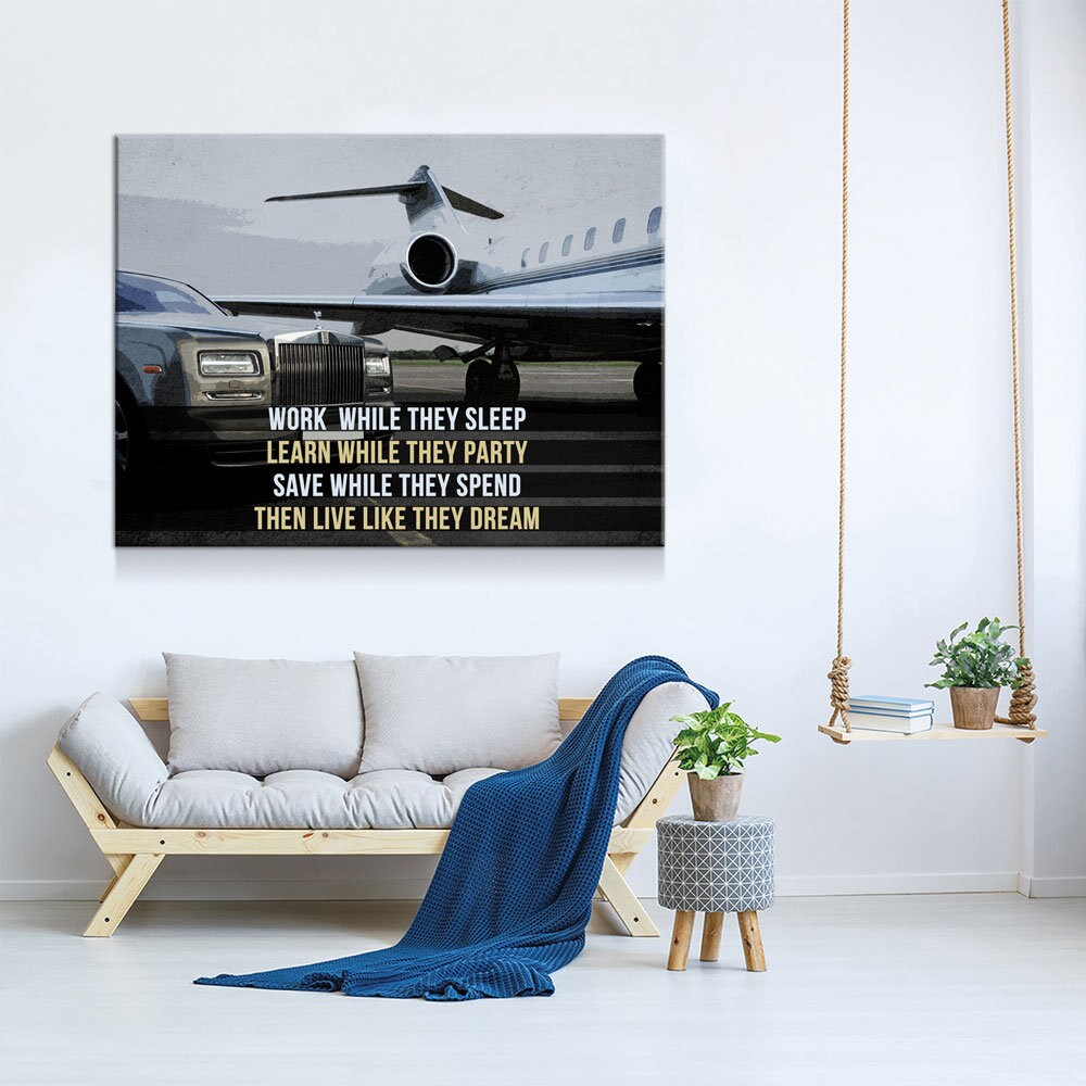 Work While They Sleep, Learn While They Party, Save While They Spend, Live Like They Dream Canvas Wall Art - Royal Crown Pro