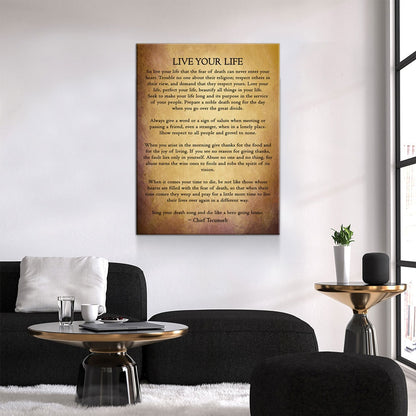 Live Your Life Poem by Chief Tecumseh Canvas Wall Art, Native American Warrior - Royal Crown Pro