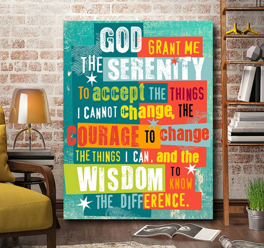 Serenity Prayer Wall Art, Serenity Prayer Canvas, Inspirational Quote, God Grant Me The Serenity to Accept, AA Sign - Royal Crown Pro