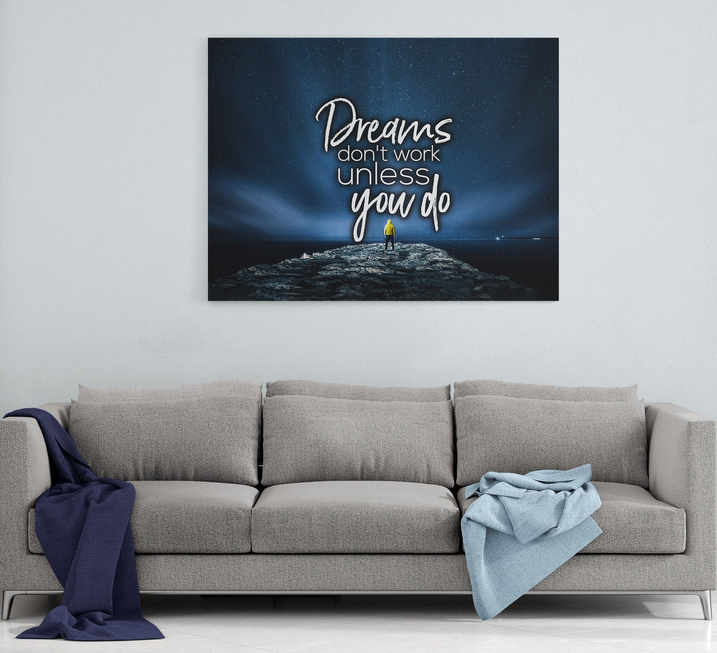 Dreams Only Work If You Do Canvas Wall Art, Motivational Wall Art, Motivational Quotes, Dream Big, Success Quotes, Office Decor - Royal Crown Pro