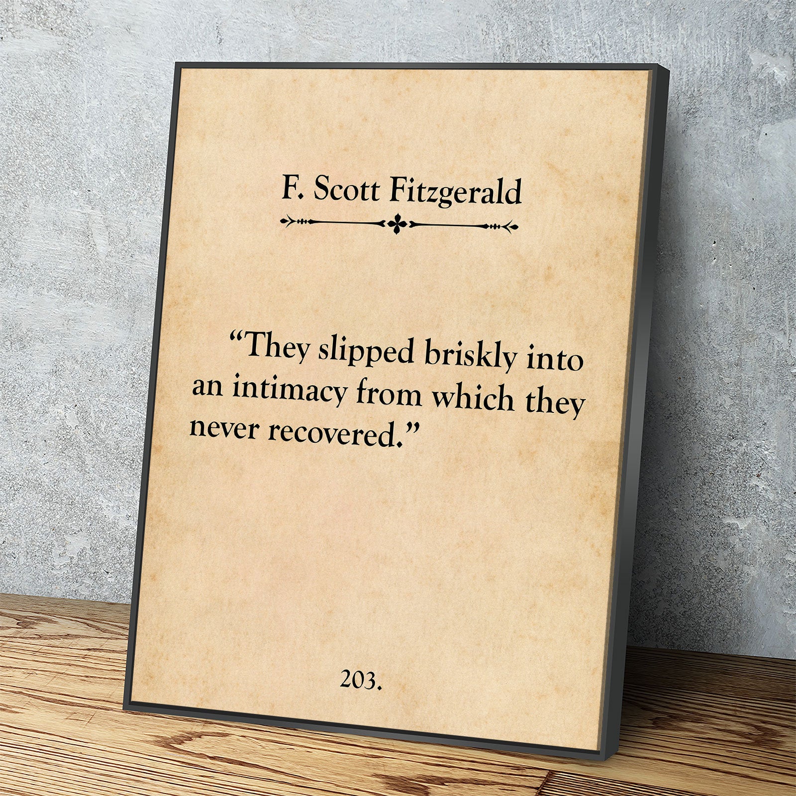 They Slipped Briskly Canvas Wall Art, F Scott Fitzgerald This Side of Paradise, Love, Romantic, Anniversary, Into An Intimacy, Love Quote - Royal Crown Pro