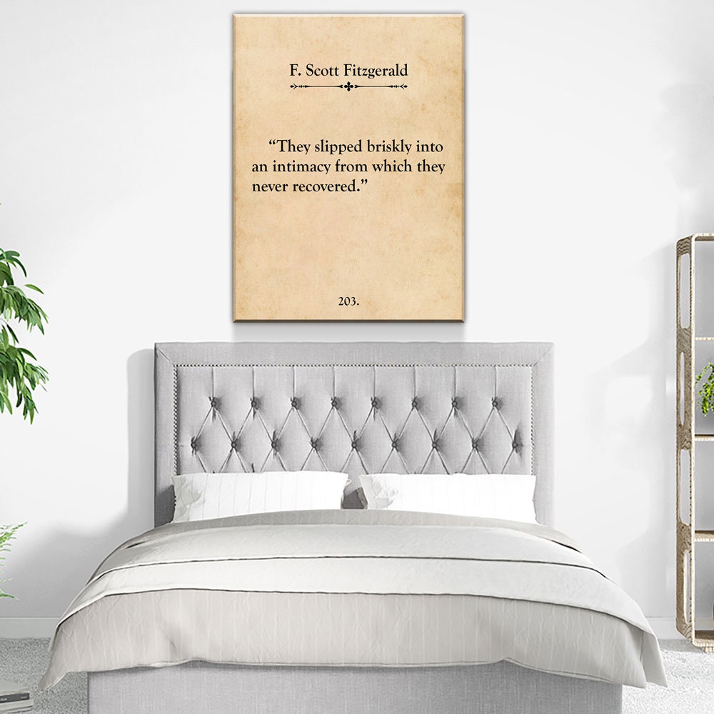 They Slipped Briskly Canvas Wall Art, F Scott Fitzgerald This Side of Paradise, Love, Romantic, Anniversary, Into An Intimacy, Love Quote - Royal Crown Pro