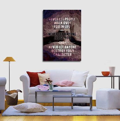 Never Let Anyone Destroy Your Character Canvas Wall Art, Motivational Decor, Motivational Quotes - Royal Crown Pro