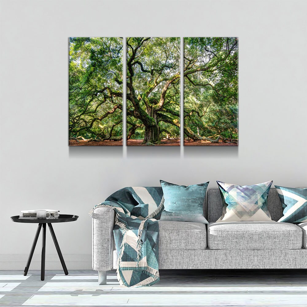 Angel Oak Tree Canvas Wall Art, Wilderness, Southern Live Oak, 3 Piece Wall Art Set, Extra Large Wall Art, Johns Island - Royal Crown Pro