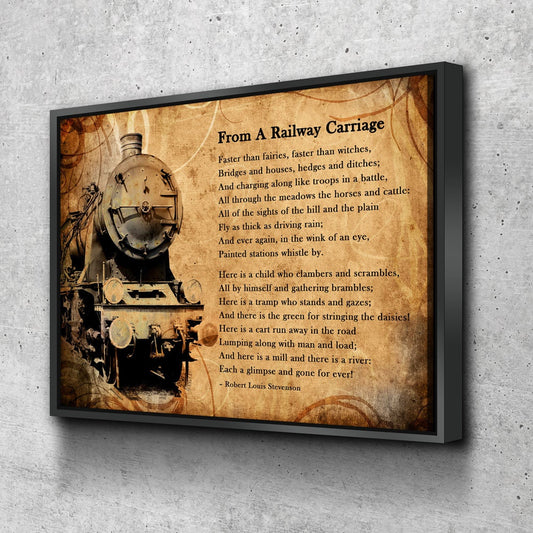 From A Railway Carriage Canvas Wall Art, Train Poem, Robert Louis Stevenson Poem, Train Travel Decor, Child's Garden of Verses - Royal Crown Pro