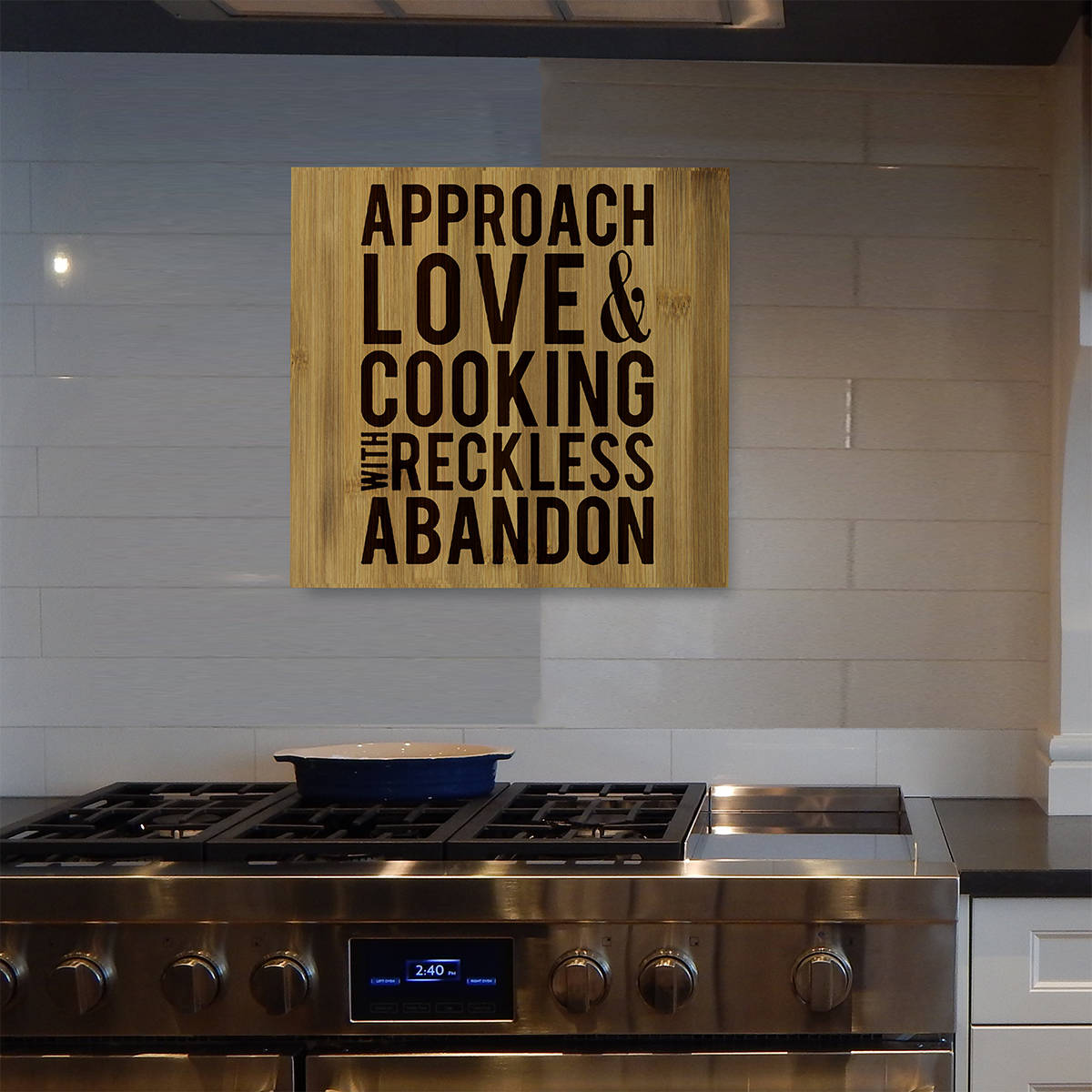 Approach Love & Cooking With Reckless Abandon, Canvas Wall Art, Home Decor, Dalai Lama Quote, Kitchen Decor - Royal Crown Pro