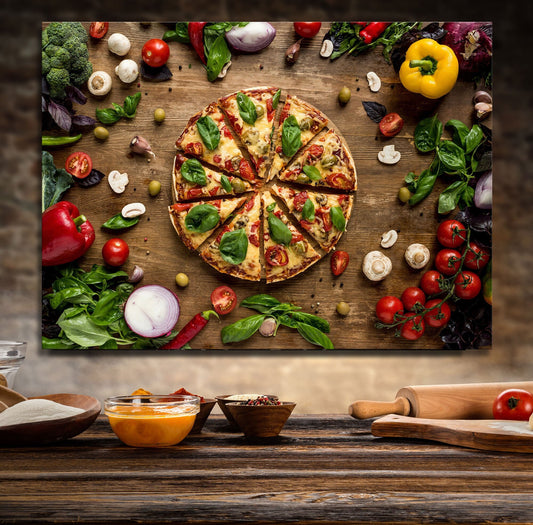 Pizza Italian Canvas Wall Art, Pizza Place Decor, Restaurant Decor, Dining Room Art, Fresh Italian Pizza Art, Pizzeria Art - Royal Crown Pro