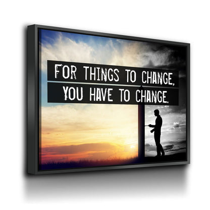 For Things To Change, You Have To Change Canvas Wall Art, Motivational Quote, Jim Rohn, Success Quote, Office Decor, Motivational Decor - Royal Crown Pro