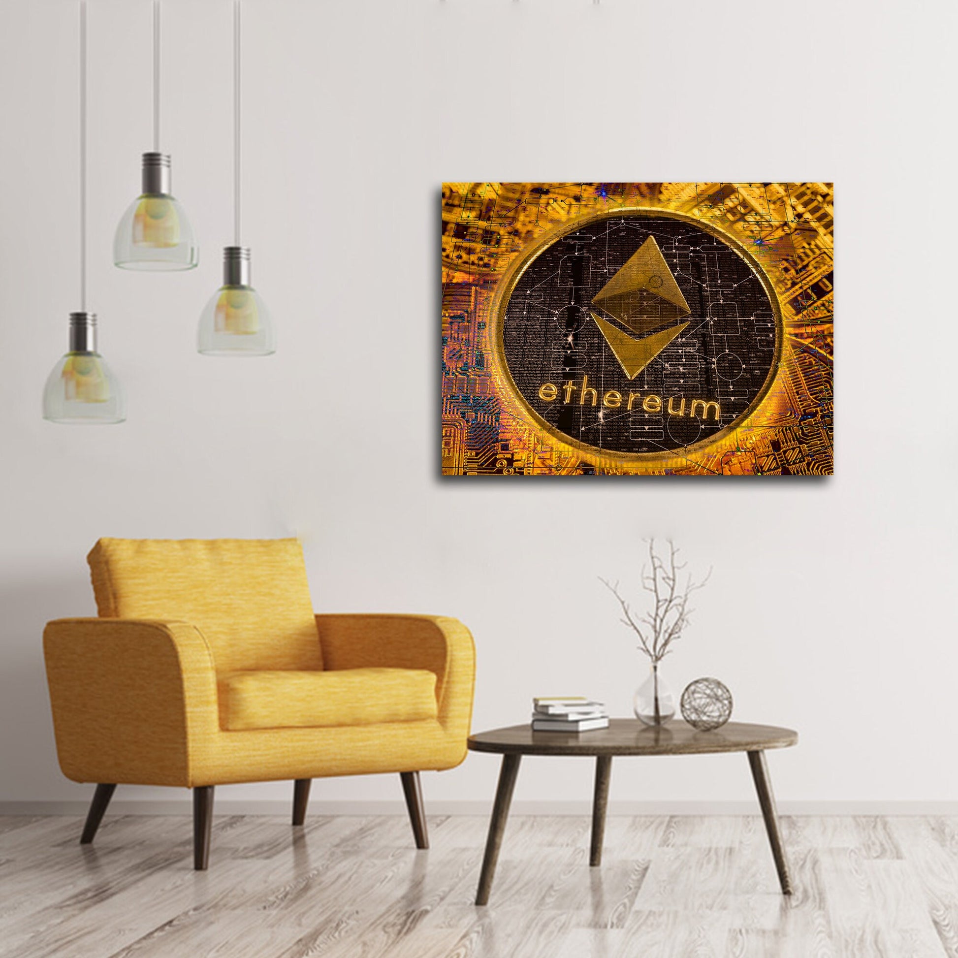 Ethereum Canvas Wall Art, Office Decor, Bitcoin, Crypto Currency, Block Chain, Ethereum, Cryptocurrency Blockchain Mining - Royal Crown Pro