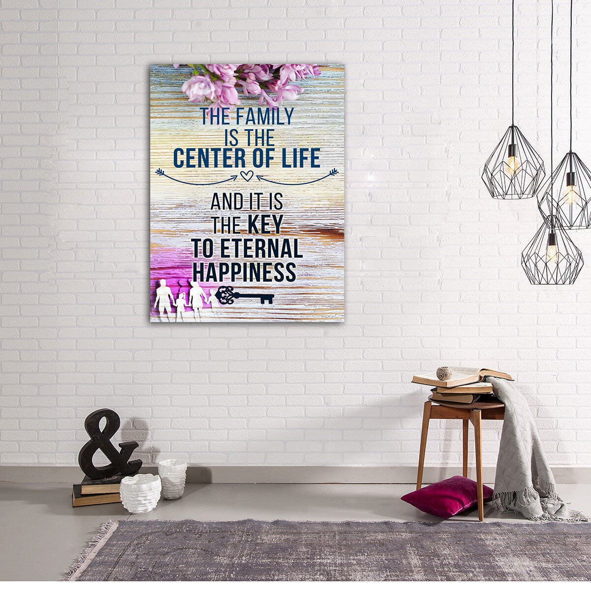 The Family Is The Center Of Life And It Is The Key To Eternal Happiness Canvas Wall Art, Family Decor, Family Quotes - Royal Crown Pro