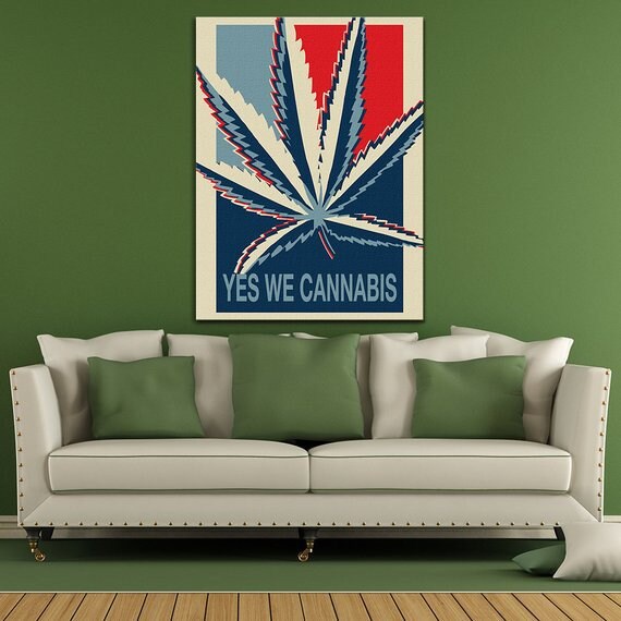 Yes We Cannabis Canvas Wall Art, Dorm Room Wall Decor, Dorm Decor, Home Decor, Cannabis, Weed - Royal Crown Pro