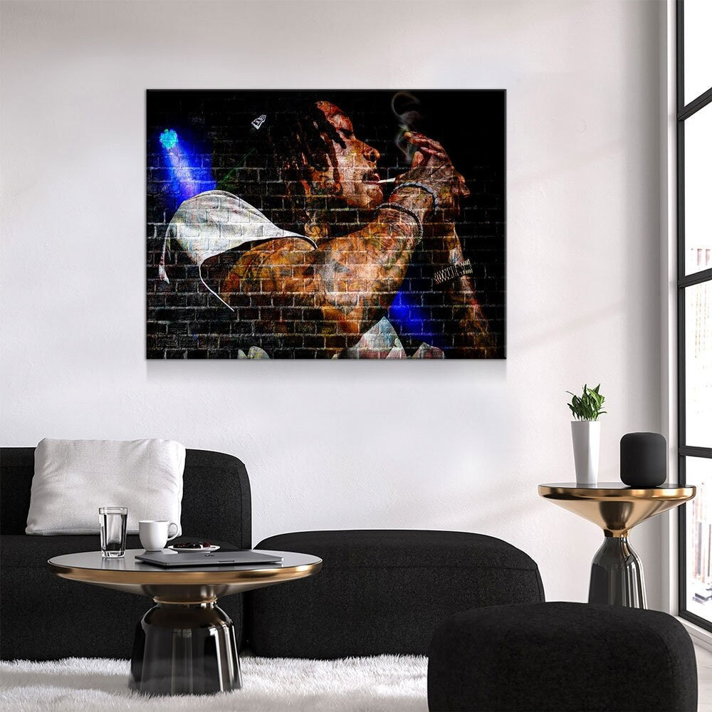 Graffiti Wall Wiz Khalifa Canvas Wall Art, Abstract Graffiti Rapper Art - Royal Crown Pro