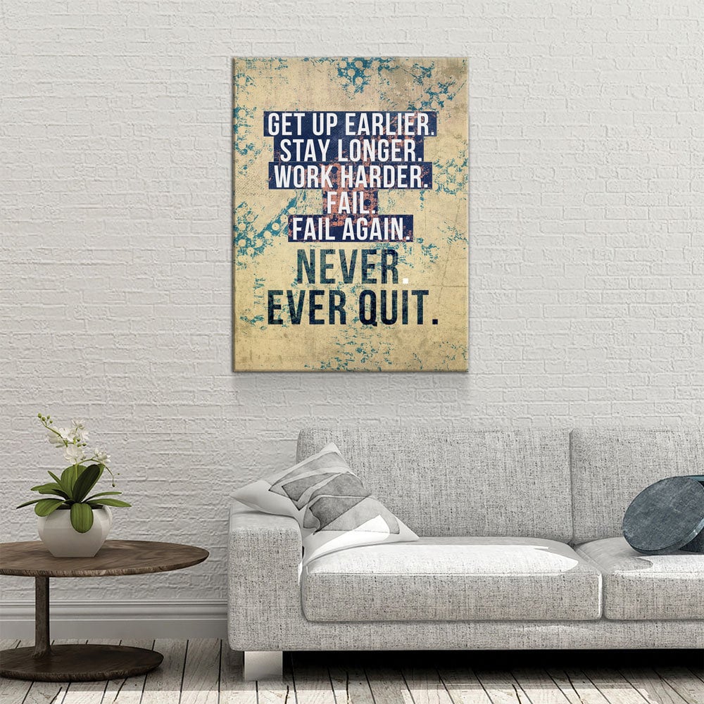 Never Ever Quit Motivational Canvas Wall Art, Motivational Decor - Royal Crown Pro
