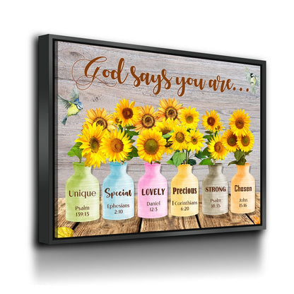 God Says You Are Wall Art, Sunflower Canvas, Jesus Canvas, Christian Canvas, God Canvas, Religious Art, Church Decor, Bible Verse Canvas - Royal Crown Pro