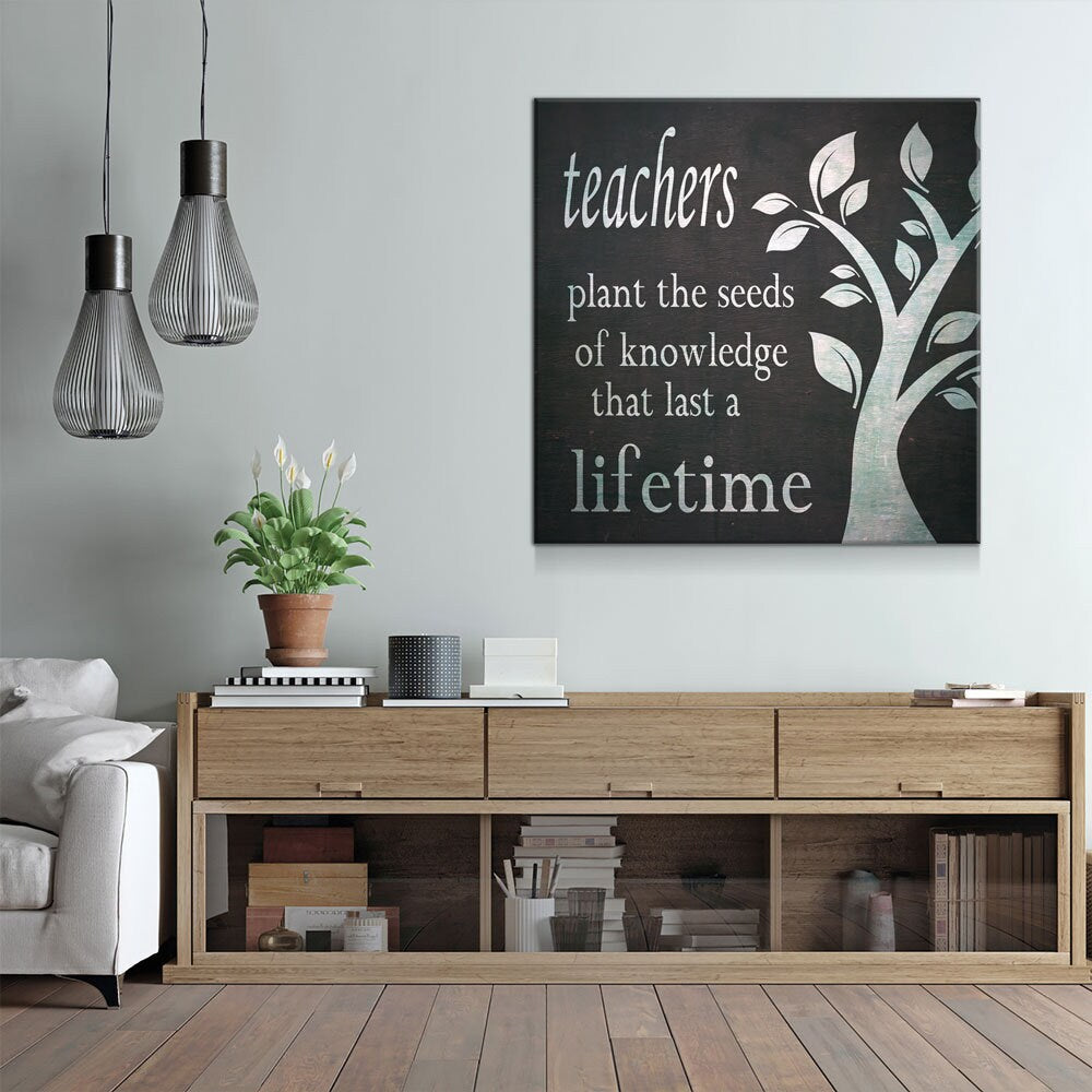 Teachers Decor, Teachers Plant The Seeds Of Knowledge That Last A Lifetime Canvas Wall Art, Teacher Gift, Classroom Decor, Classroom Art - Royal Crown Pro