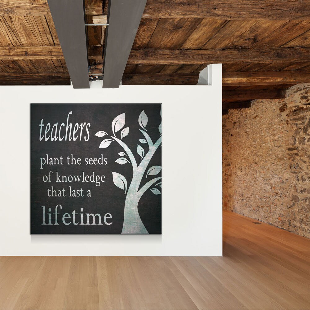 Teachers Decor, Teachers Plant The Seeds Of Knowledge That Last A Lifetime Canvas Wall Art, Teacher Gift, Classroom Decor, Classroom Art - Royal Crown Pro