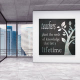 Teachers Decor, Teachers Plant The Seeds Of Knowledge That Last A Lifetime Canvas Wall Art, Teacher Gift, Classroom Decor, Classroom Art - Royal Crown Pro