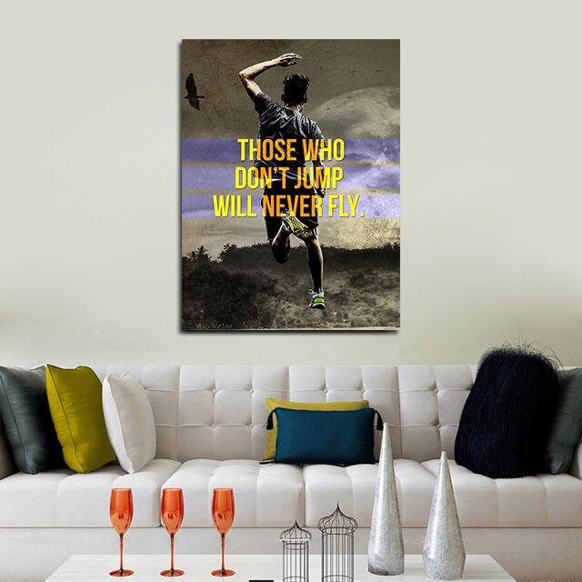 Those Who Don't Jump Will Never Fly Canvas Wall Art, Motivational Decor - Royal Crown Pro