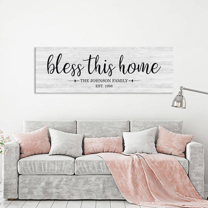 Personalized Bless This Home Farmhouse Style Sign, Personalized Canvas Wall Art, Wedding Gift, Anniversary Gift, Housewarming Gift - Royal Crown Pro