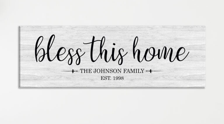 Personalized Bless This Home Farmhouse Style Sign, Personalized Canvas Wall Art, Wedding Gift, Anniversary Gift, Housewarming Gift - Royal Crown Pro