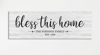 Personalized Bless This Home Farmhouse Style Sign, Personalized Canvas Wall Art, Wedding Gift, Anniversary Gift, Housewarming Gift - Royal Crown Pro