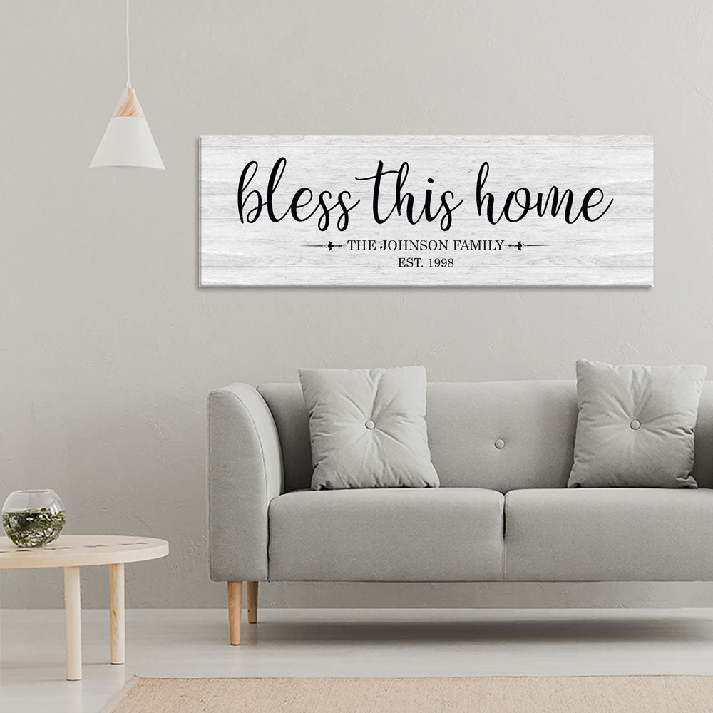 Personalized Bless This Home Farmhouse Style Sign, Personalized Canvas Wall Art, Wedding Gift, Anniversary Gift, Housewarming Gift - Royal Crown Pro