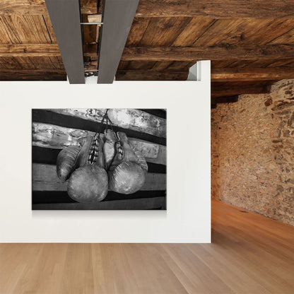 Boxing Gloves Vintage Canvas Wall Art, Boxing Art, Boxing Decor, Gym Decor, Boxer Art, MMA, Black & White - Royal Crown Pro