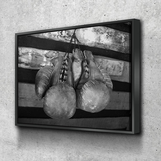 Boxing Gloves Vintage Canvas Wall Art, Boxing Art, Boxing Decor, Gym Decor, Boxer Art, MMA, Black & White - Royal Crown Pro